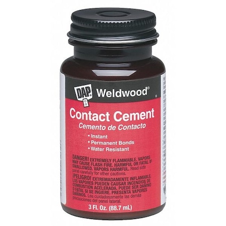 Contact Cement, Weldwood, 3 Fl Oz, Bottle, Tan