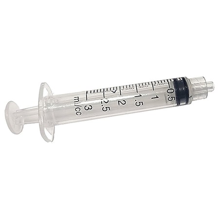 Dispensing Syringe, 3 ML, Manual, Luer Lock, High Density Polypropylene, Translucent, 10 Pack