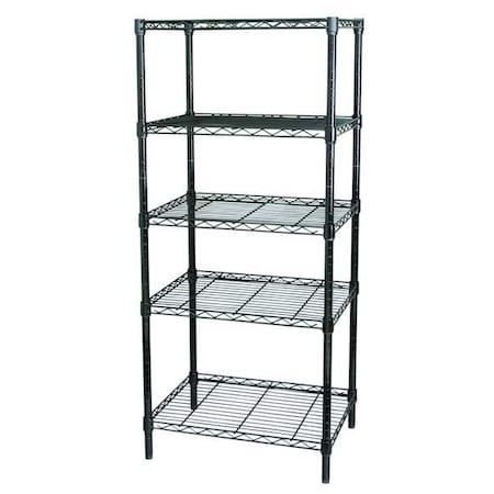 Wire Shelving Unit, 18D X 36W X 74H, 5 Shelves, Black