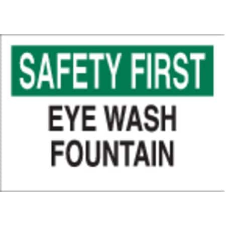 Eye Wash Sign,7X10,GRN And BK/WHT, 85321