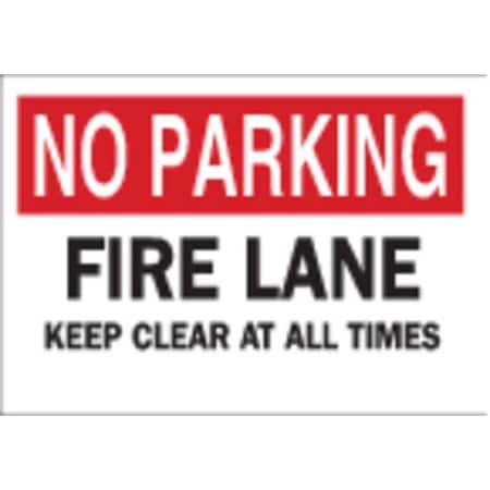 Fire Lane Sign, 7H, 10W, Plastic, Header Background Color: Red