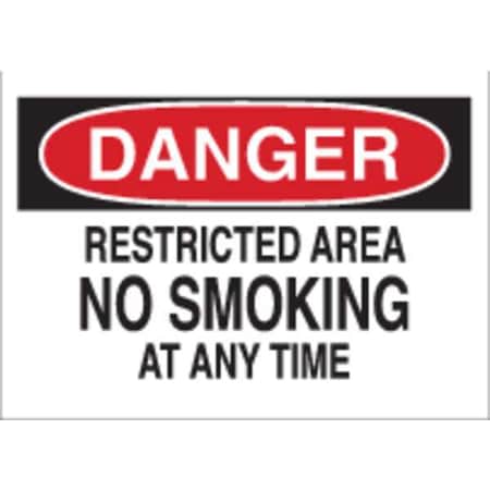 Danger No Smoking Sign, 7 H, 10 W, Plastic, Rectangle, English, 25088