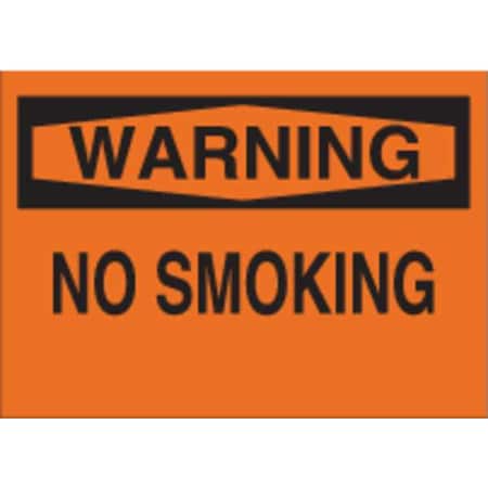 Warning No Smoking Sign, 10 H, 14 In W,  Rectangle, English, 42678