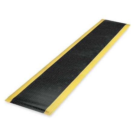 Antifatigue Runner, Black/Yellow, 24 Ft. L X 3 Ft. W, Vinyl Surface With Dense Closed PVC Foam Base