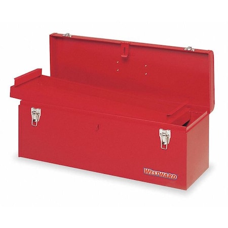 24W Steel, Red Portable Tool Box, Powder Coated, 9H