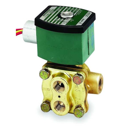 120V AC Brass Solenoid Valve With Manual Operator, 3/8 In Pipe Size