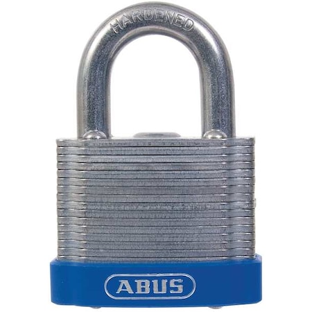 Keyed Padlock, Open, Square Recycled Steel Body, Hardened Steel Shackle, 7/8 In W