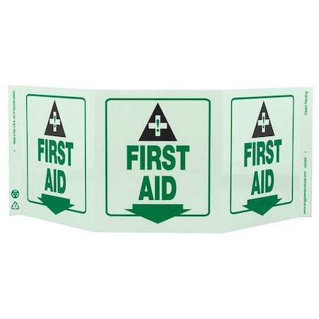 First Aid Sign, 7 1/2 Height, 20 Width, Plastic, English