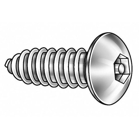 1-1/4 In Torx Button Tamper Resistant Screw, 18-8 Stainless Steel, Plain Finish, 25 PK