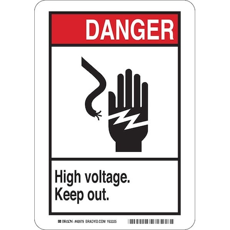 Danger Sign, 14X10, Fiberglass, Height: 14