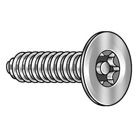 1 In Torx Flat Tamper Resistant Screw, 18-8 Stainless Steel, Plain Finish, 10 PK