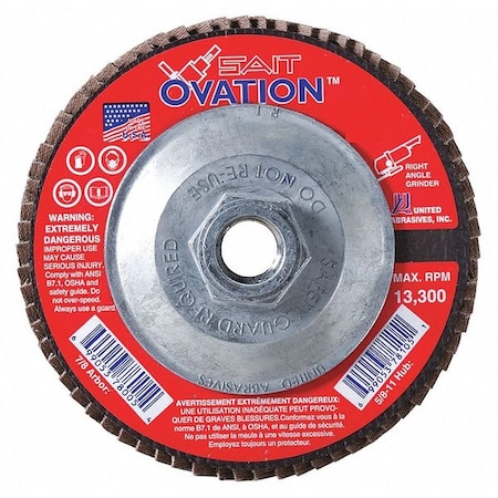 SAIT 78131 Ovation® High Density Fiberglass Backed Flap Disc  (Type 27) 5 X 5/8-11, 120 Grit, 10-Pack