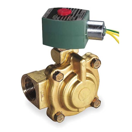 120V AC Brass Steam And Hot Water Solenoid Valve, Normally Closed, 1 1/4 In Pipe Size