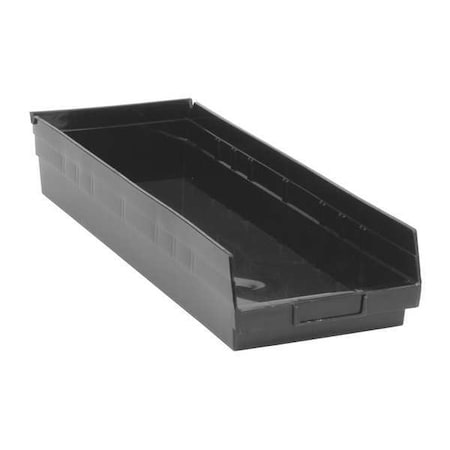 Shelf Storage Bin, Black, Polypropylene, 23 5/8 In L X 8.4 In W X 4 In H, 50 Lb Load Capacity