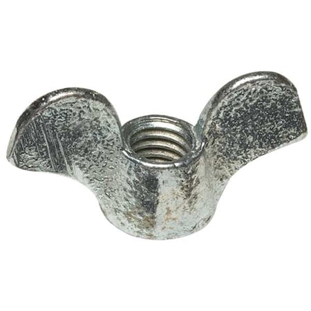 Wing Nut, #8-32, Malleable Iron, Zinc Plated, 0.438 In Ht, 1 In Max Wing Span, 10 PK