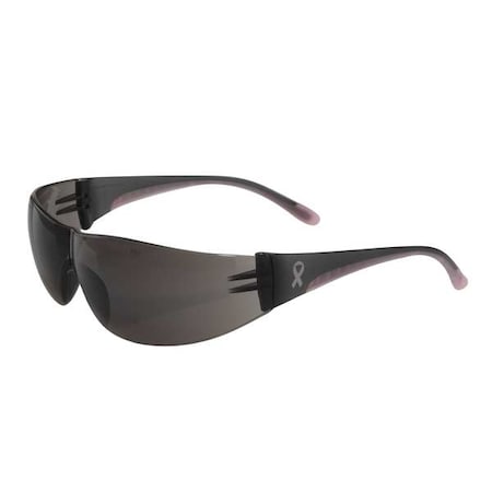 Safety Glasses, Wraparound Gray Polycarbonate Lens, Scratch-Resistant