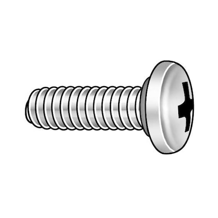 #10-32 X 3/8 In Phillips Pan Self-Sealing Machine Screw, Plain 18-8 Stainless Steel, 10 PK