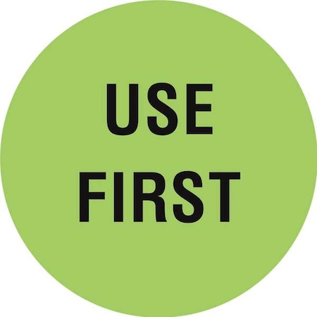 Circle Inventory Control Label, Use First, Green, Pk1000