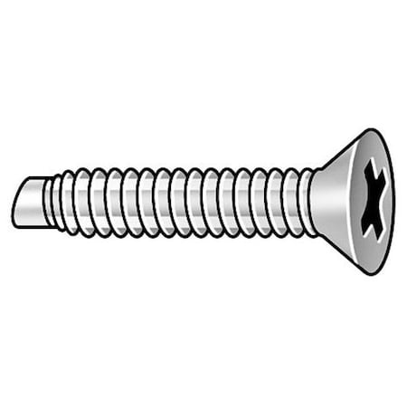 #6-32 X Phillips Flat Pilot Point Machine Screw, Plain Stainless Steel, 5 PK