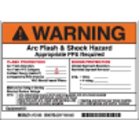 Arc Flash Protection Label,5 In. H,PK5, 121093