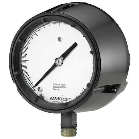 Compound Gauge, -30 To 0 To 100 In Hg/psi, 1/2 In MNPT, Plastic, Black