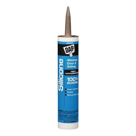 Window, Door & Siding Sealant, 9.8 Oz, Cartridge, Bronze, Silicone Rubber Base