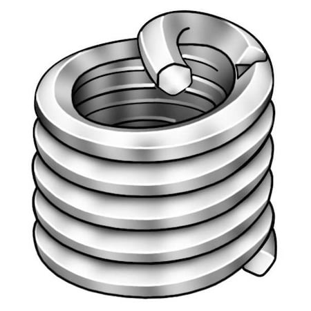 Tanged Helical Insert, Screw-Locking, #4-40 Thrd Sz, 18-8 Stainless Steel, 100 PK