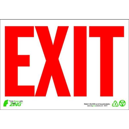 EXIT Sign,Red On White,7X10,Plastic