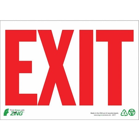 EXIT Sign,Red On White,7X10,Aluminum
