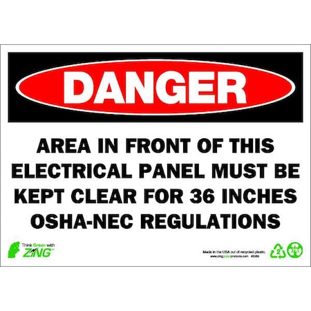 DANGER Sign,Electrical Panel,10X14,AL