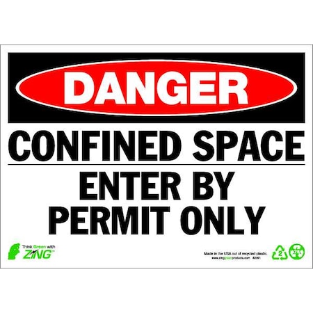 DANGER Sign,Confined Space,10X14