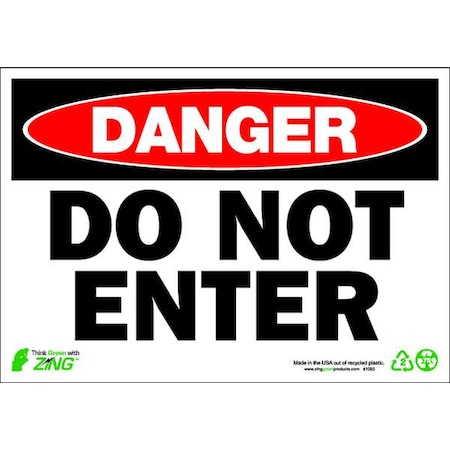 Danger Sign, 7 Height, 10 Width, Plastic, Rectangle, English