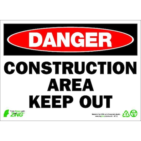 Danger Sign, 7 In Height, 10 Width, Aluminum, Rectangle, English