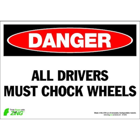 Danger Sign, 7 H, 10 W, Polyester, Rectangle, English, 1124S