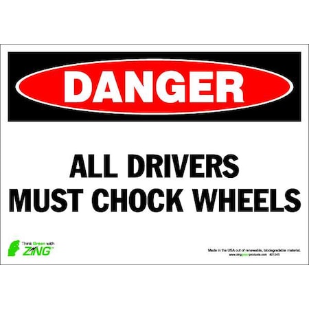 Danger Sign, 10 H, 14 W, Polyester, Rectangle, English, 2124S