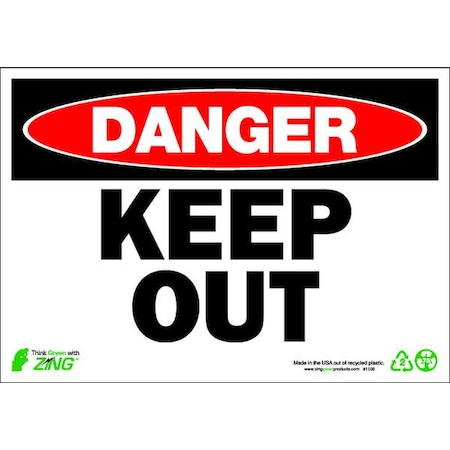 DANGER Sign,Keep Out,7X10,Plastic