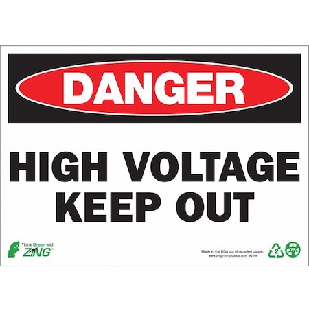 DANGER Sign,High Voltage Keep Out,10X14