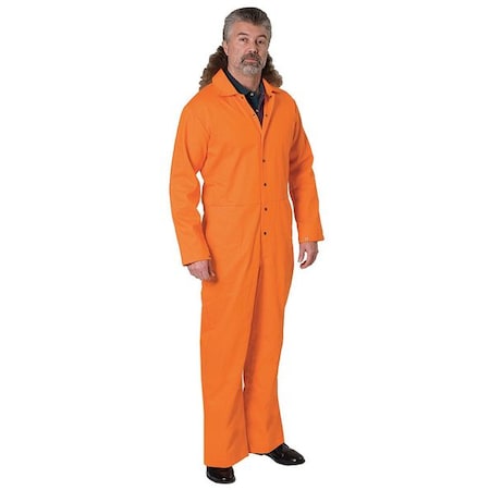 Flame-Retardant Treated Cotton Coverall,Orange,M