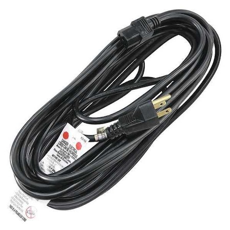 Power Cord, 5-15P, SJT, 25 Ft., Blk, 13A, 16/3