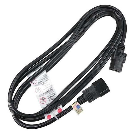 Power Cord, IEC C14, SJT, 10 Ft., Blk, 10A, 16/3