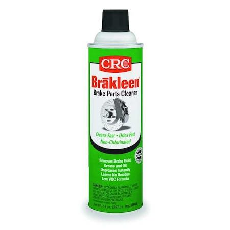 Brake Parts Cleaner, Brakleen, Aerosol, 20 Oz, Solvent, Non-Chlorinated, Plastic Safe, Flammable