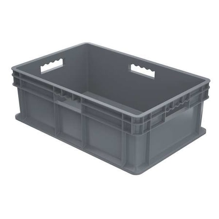 Straight Wall Container, Gray, Industrial Grade Polymer, 23 3/4 In L, 15 3/4 In W, 8 1/4 In H
