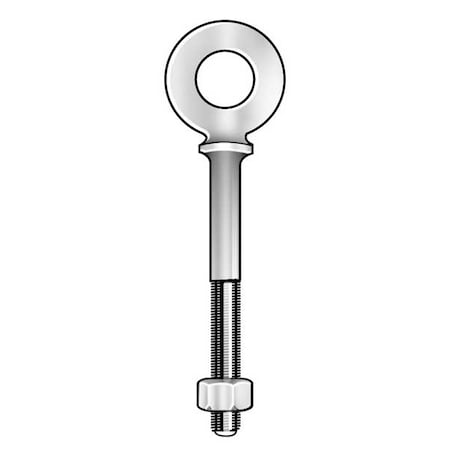 Machinery Eye Bolt With Shoulder, 3/8-16, 6 In Shank, 3/4 In ID, Steel, Galvanized