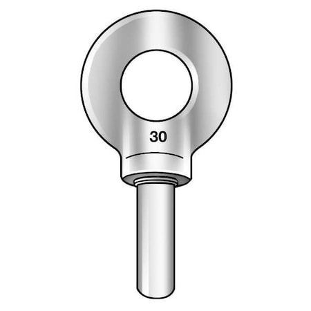 Machinery Eye Bolt Blank With Shoulder, Unthreaded, 2-1/2 In Shank, 1-13/16 In ID, Stainless Steel