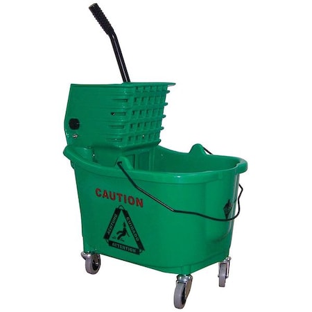 8 3/4 Gal Tough Guy Side Press Mop Bucket And Wringer, Black/Gray/Green, Polypropylene