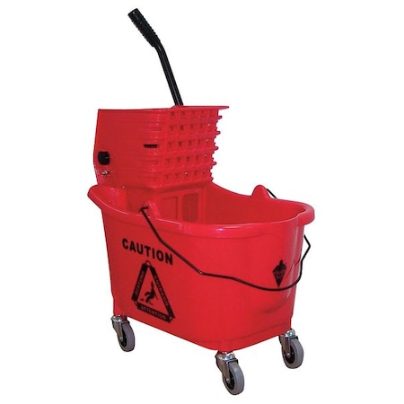 8 3/4 Gal Tough Guy Side Press Mop Bucket And Wringer, Black/Gray/Red, Polypropylene