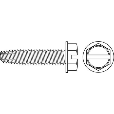 Thread Forming Screw, 1/4 X 1-13/16 In, Zinc Plated Steel Hex Head Slotted Drive, 1600 PK