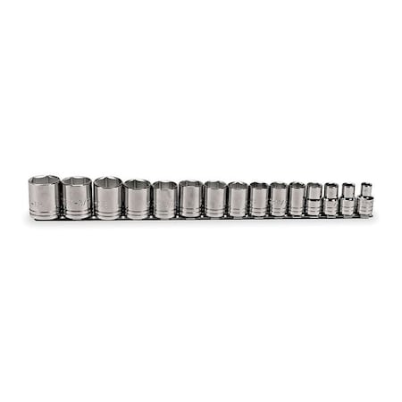 1/2 Drive Socket Set, SAE, 15 Pcs