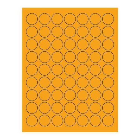 Tape Logic® Circle Laser Labels, 1, Fluorescent Orange, 6300/Case