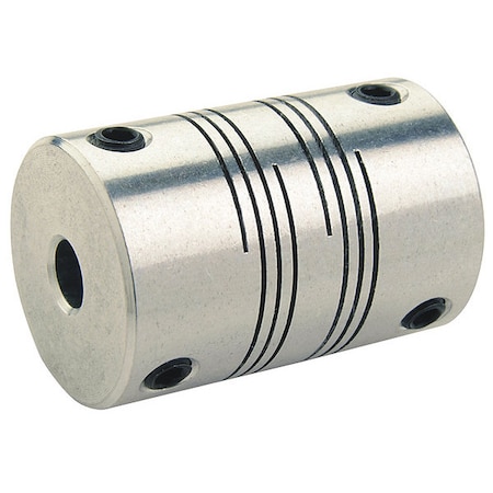 Motion Control Coupling,6 Beam,3/8x8mm,Aluminum,OD 1.000,L 1.500